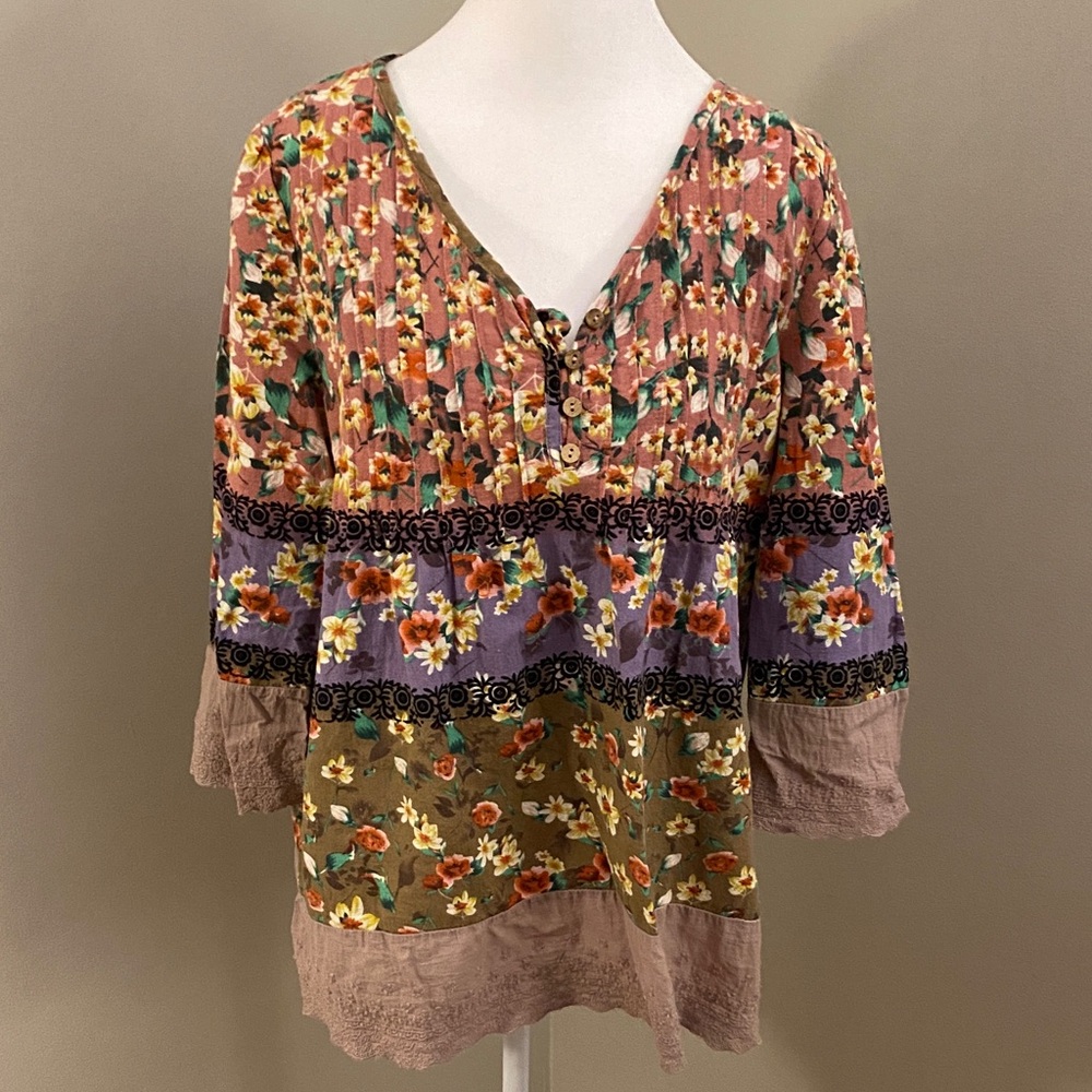 Graciela Floral Multicolor Women's Top, Sz M